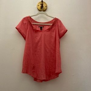 Lucky Brand Gauze & Crochet Top